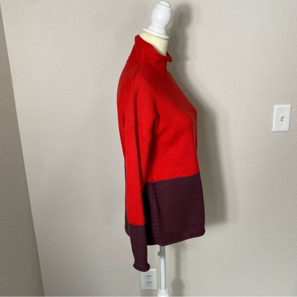 Tahari Mock Neck Colorblock Cotton Blend Ribbed Knit Sweater Women's Size Small - Picture 11 of 15